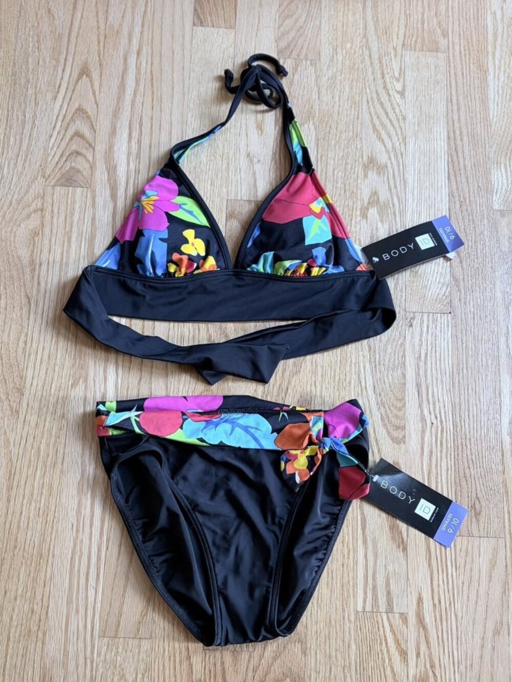 Body ID Vintage Y2K Black Floral Bikini Set NWT